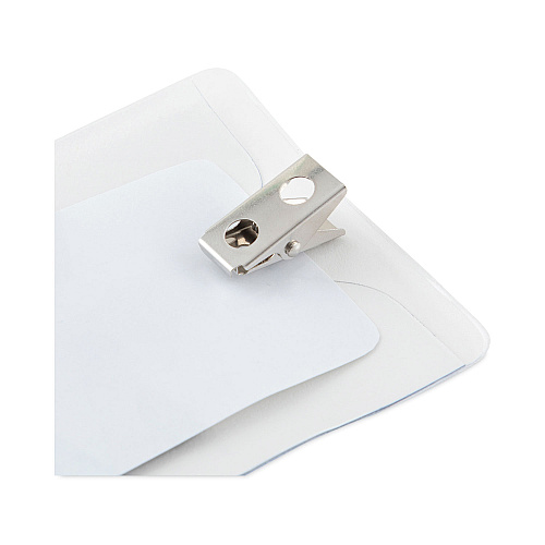 Advantus ID Badge Holders with Clip, Vertical, Clear 3.38" x 4.25" Holder, 3.13" x 3.75" Insert, 50/Pack (75457)