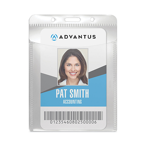 Advantus PVC-Free Badge Holders, Vertical, Clear 3.5" x 5.13" Holder, 3.13" x 4.5" Insert, 50/Pack (75604)