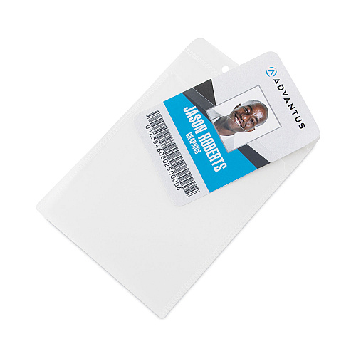 Advantus PVC-Free Badge Holders, Vertical, Clear 3.5" x 5.13" Holder, 3.13" x 4.5" Insert, 50/Pack (75604)