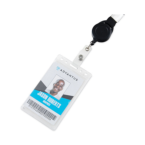 Advantus Frosted Two-Card Rigid Badge Holders, Vertical, Frosted 2.5" x 4.13" Holder, 2.13" x 3.38" Insert, 25/Box (76076)