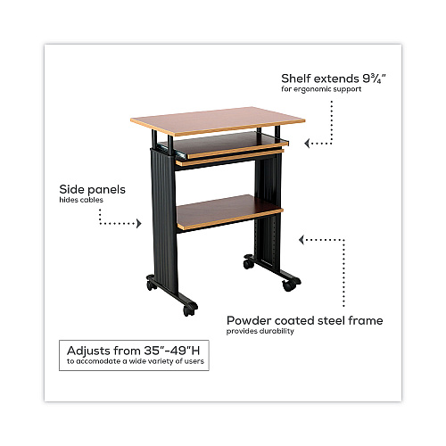 Safco Muv Stand-Up Adjustable-Height Desk, 29.5" x 22" x 35" to 49", Cherry/Black (1929CY)