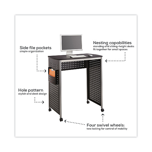 Safco Scoot Stand-Up Desk, 39.5" x 23.25" x 41.75" to 42", Black (1908BL)