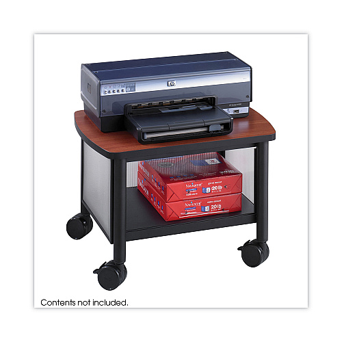 Safco Impromptu Under-Desk Machine Stand, Metal, 2 Shelves, 100 lb Capacity, 20.5" x 16.5" x 14.5", Cherry/White/Black (1862BL)