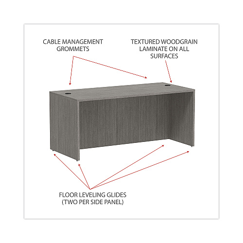 Alera Valencia Series Straight Front Desk Shell, 65" x 29.5" x 29.63", Gray (ALEVA216630GY)