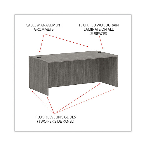 Alera Valencia Series Straight Front Desk Shell, 71" x 35.5" x 29.63", Gray (ALEVA217236GY)