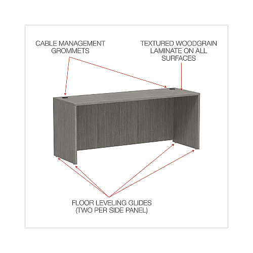 Alera Valencia Series Credenza Shell, 70.88w x 23.63d x 29.5h, Gray (ALEVA257224GY)