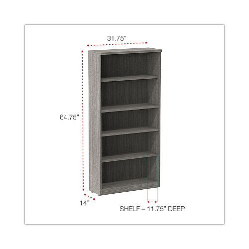 Alera Valencia Series Bookcase, Five-Shelf, 31.75w x 14d x 64.75h, Gray (ALEVA636632GY)