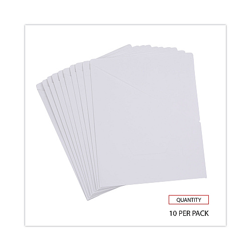 Universal Slash-Cut Pockets for Three-Ring Binders, Jacket, Letter, 11 Pt., 9.75 x 11.75, White, 10/Pack (UNV61687)