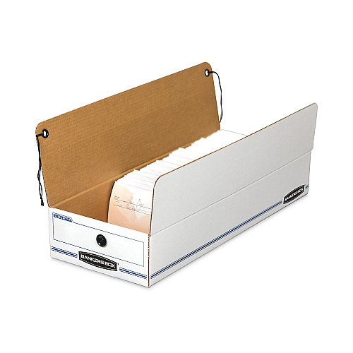 Bankers Box LIBERTY Check and Form Boxes, 9.5" x 23.75" x 4.5", White/Blue, 12/Carton (00007)