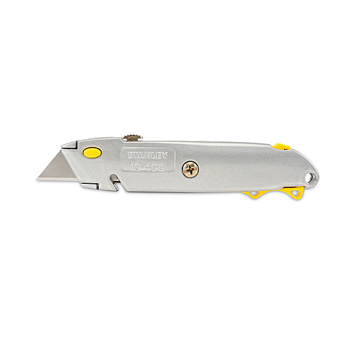 Stanley Quick-Change Utility Knife with Twine Cutter and (3) Retractable Blades, 6" Metal Handle, Gray, 6/Box (10499BX)