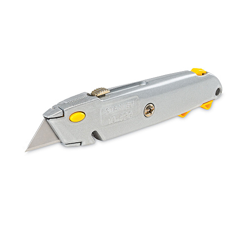 Stanley Quick-Change Utility Knife with Twine Cutter and (3) Retractable Blades, 6" Metal Handle, Gray, 6/Box (10499BX)