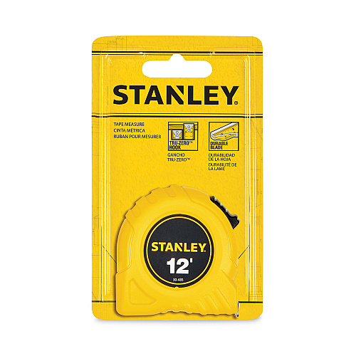 Bostitch Power Return Tape Measure w/Belt Clip, 0. 12ft, Yellow (30485)
