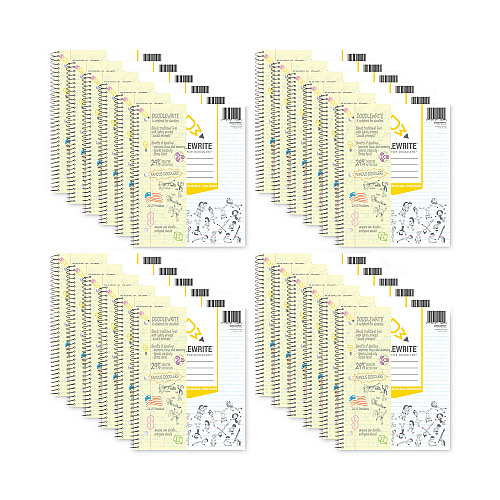 Roaring Spring DoodleWrite Notebooks, 1-Subject, Medium/College Rule, White Cover, (60) Sheets, 24/Carton (11100CS)