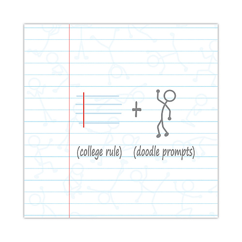 Roaring Spring DoodleWrite Notebooks, 1-Subject, Medium/College Rule, White Cover, (60) Sheets, 24/Carton (11100CS)