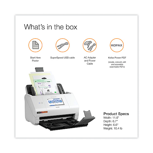 Epson RapidReceipt RR-600W Scanner, Scans Up to 8.5 x 240, 600 dpi Optical Resolution (B11B258202SE)