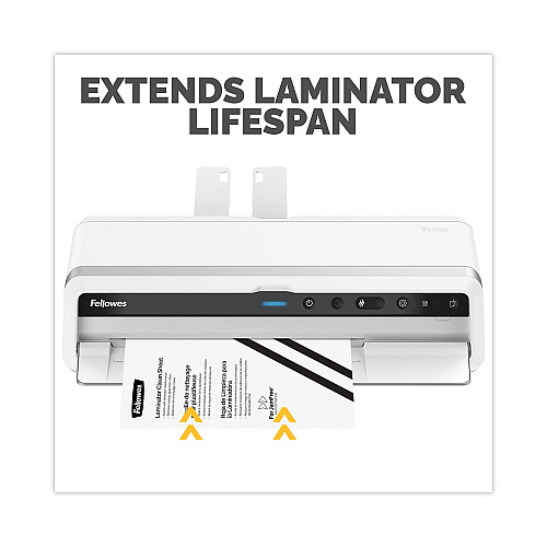 Fellowes Laminator Cleaning Sheets, 3 to 10 mil, 8.5" x 11", White, 10/Pack (5320603)