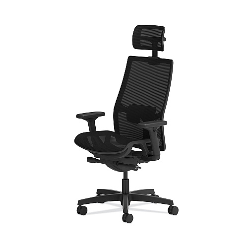 HON Ignition 2.0 4-Way Stretch Mesh Back/Seat Task Chair with Headrest, Supports Up to 300 lbs, 17" to 21" Seat, Black Seat/Base (I2MSKY2IMTHR)