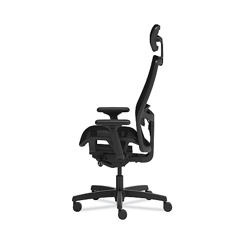 HON Ignition 2.0 4-Way Stretch Mesh Back/Seat Task Chair with Headrest, Supports Up to 300 lbs, 17" to 21" Seat, Black Seat/Base (I2MSKY2IMTHR)