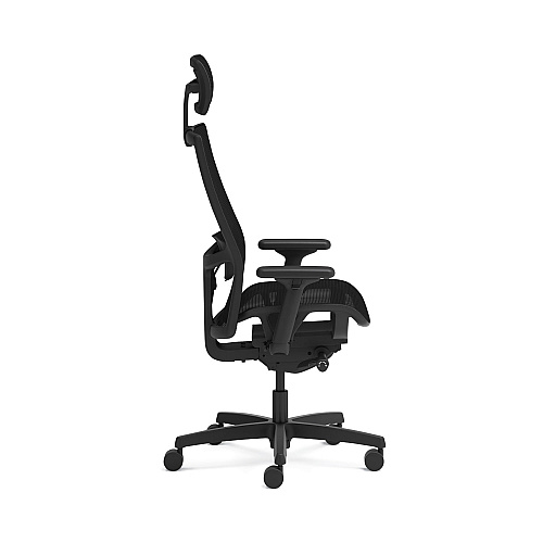 HON Ignition 2.0 4-Way Stretch Mesh Back/Seat Task Chair with Headrest, Supports Up to 300 lbs, 17" to 21" Seat, Black Seat/Base (I2MSKY2IMTHR)