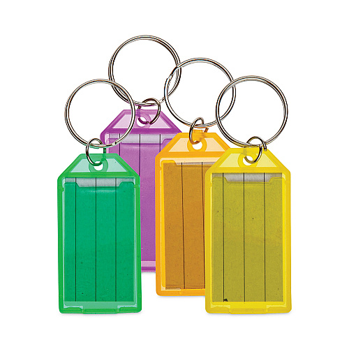 CONTROLTEK Key Tags, Metal/Plastic, Green/Orange/Purple/Yellow, 4/Pack (500135)