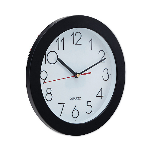 Universal Bold Round Wall Clock, 9.75" Overall Diameter, Black Case, 1 AA (sold separately) (UNV10421)