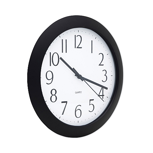 Universal Whisper Quiet Clock, 12" Overall Diameter, Black Case, 1 AA (sold separately) (UNV10451)