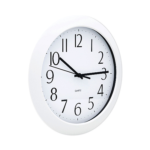 Universal Whisper Quiet Clock, 12" Overall Diameter, White Case, 1 AA (sold separately) (UNV10461)