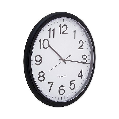 Universal Round Wall Clock, 13.5" Overall Diameter, Black Case, 1 AA (sold separately) (UNV11641)