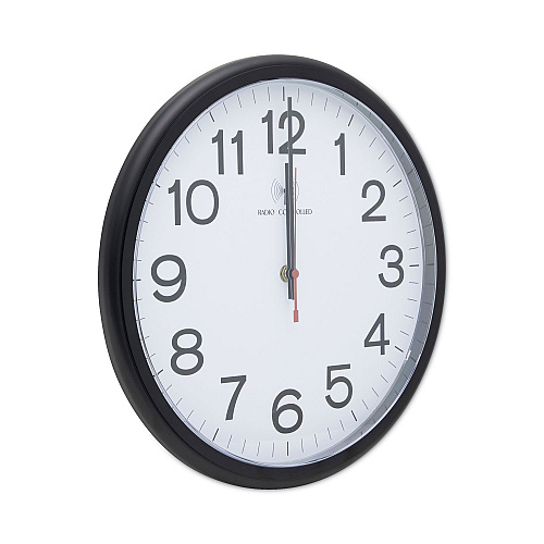Universal Deluxe 13 1/2" Indoor/Outdoor Atomic Clock, 13.5" Overall Diameter, Black Case, 1 AA (sold separately) (UNV10417)