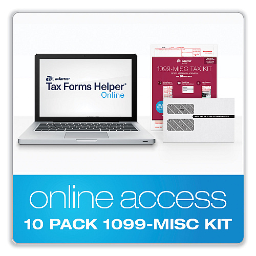 Adams 4-Part 1099-MISC Tax Form Kit with Security Envelopes and Tax Forms Helper, 2024, 8 x 5, 2 Forms/Sheet, 10 Forms Total (22907KIT)