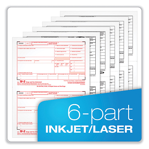 Adams 6-Part W-2 Tax Form Kit with Security Envelopes and Tax Forms Helper, 2024, 8 x 5.5, 2 Forms/Sheet, 10 Forms Total (22908KIT)