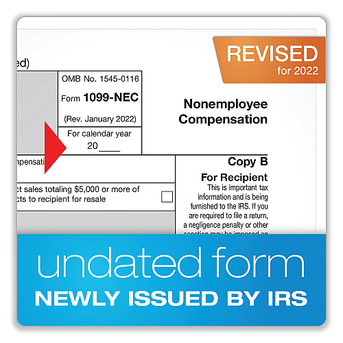Adams 4-Part 1099-NEC Tax Form Kit with Security Envelopes and Tax Forms Helper, 2024, 8.5 x 3.66, 3 Forms/Sheet, 15 Forms Total (22906KIT)