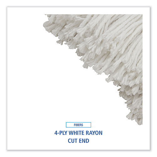 Boardwalk&reg; Cut-End Lie-Flat Wet Mop Head, Rayon, 24 oz, White (BWK724REA)