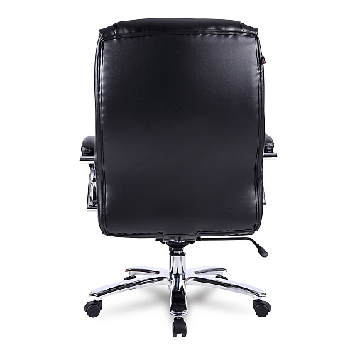 Alera Maxxis Series Big/Tall Bonded Leather Chair, Supports 500 lb, 19.7" to 25" Seat Height, Black Seat/Back, Chrome Base (ALEMS4419)