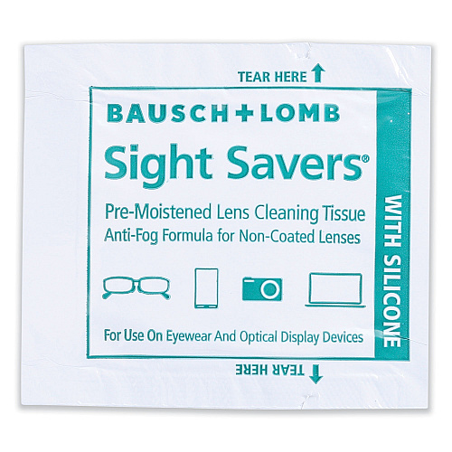 Bausch & Lomb Sight Savers Pre-Moistened Anti-Fog Tissues with Silicone, 8 x 5, 100/Box (8576)