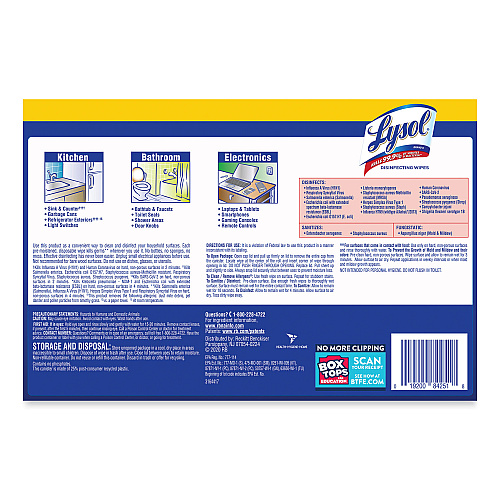 Lysol&reg; Disinfecting Wipes, Lemon Lime, 80 Wipes, 6 Canisters (84251CT)
