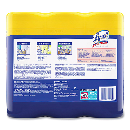 Lysol&reg; Disinfecting Wipes, Lemon Lime, 105 Wipes, 3 Canisters (82159PK)