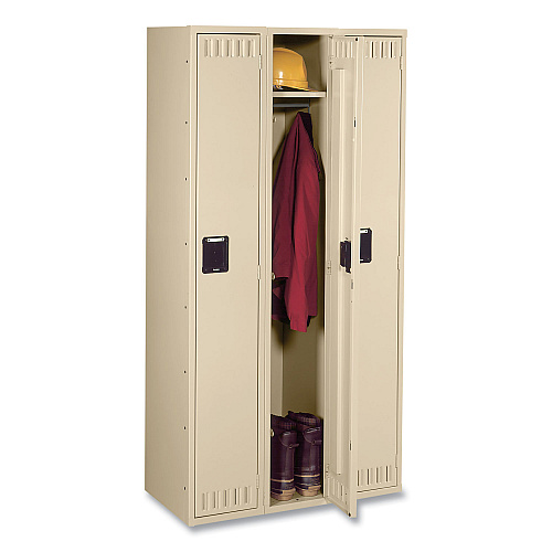 Tennsco Single-Tier Locker, Three Lockers with Hat Shelves and Coat Rods, 36w x 18d x 72h, Sand (STS121872CSD)