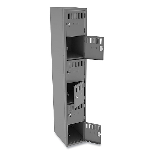 Tennsco Box Compartments, Single Stack, 12w x 18d x 72h, Medium Gray (BS6121812AMG)