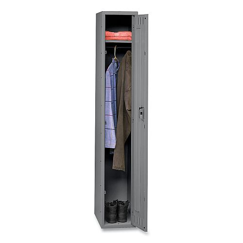 Tennsco Single-Tier Locker, One Locker with Hat Shelf and Coat Rod, 12w x 18d x 72h, Medium Gray (STS121872AMG)