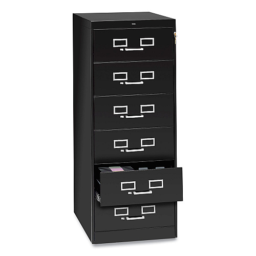 Tennsco Six-Drawer Multimedia/Card File Cabinet, Black, 21.25" x 28.5" x 52" (CF669BK)