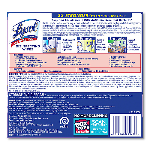 Lysol&reg; Disinfecting Wipes, Early Morning Breeze, 80 Wipes, 6 Canisters (89347CT)