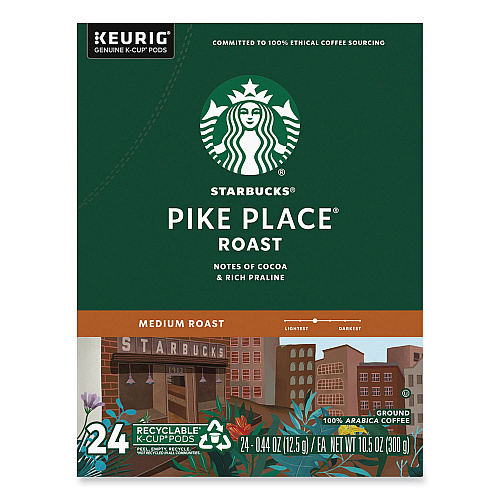 Starbucks Pike Place Coffee K-Cups Pack, 24/Box, 4 Box/Carton (011111156CT)