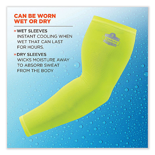 ergodyne Chill-Its 6690 Performance Knit Cooling Arm Sleeve, Polyester/Spandex, 2X-Large, Lime, 2 Sleeves (12286)