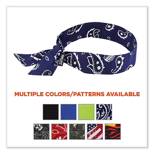 ergodyne Chill-Its 6700 Cooling Bandana Polymer Tie Headband, One Size Fits Most, Navy Western (12306)