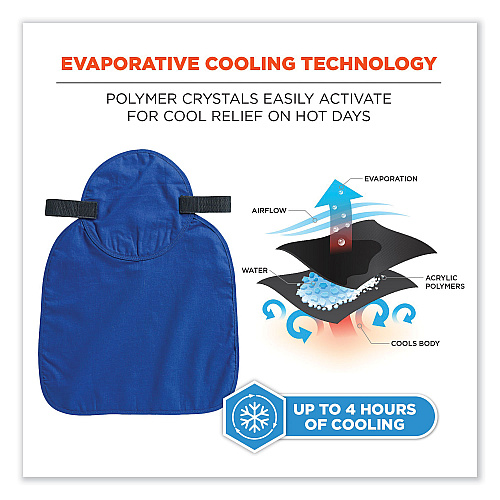 ergodyne Chill-Its 6717 Cooling Hard Hat Pad and Neck Shade - Polymers, 12.5 x 9.75, Blue (12336)
