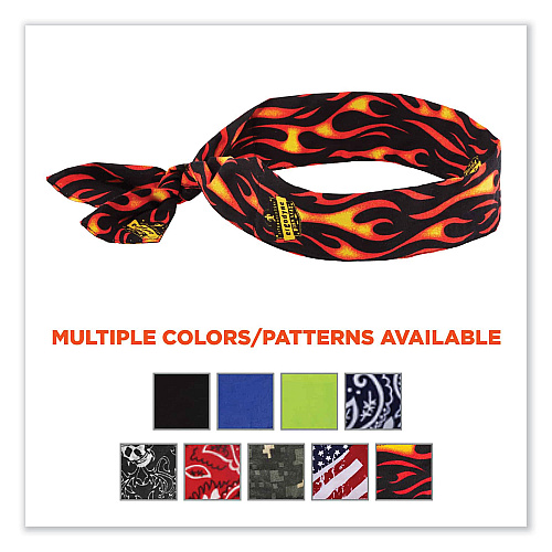 ergodyne Chill-Its 6700 Cooling Bandana Polymer Tie Headband, One Size Fits Most, Flames (12341)