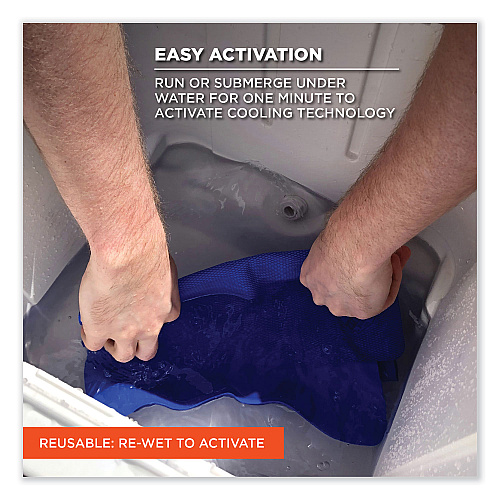 ergodyne Chill-Its 6602 Evaporative PVA Cooling Towel, 29.5 x 13, One Size Fits Most, PVA, Blue, 50/Pack (12410)