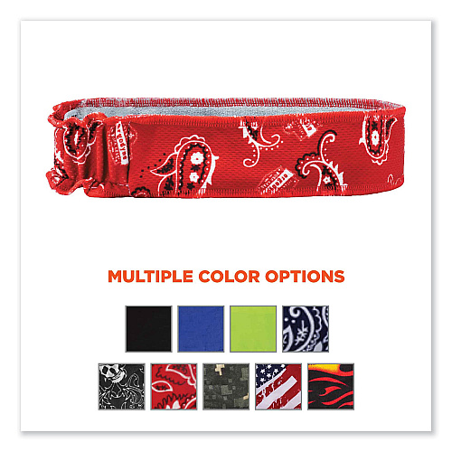 ergodyne Chill-Its 6605 High-Performance Cotton Terry Cloth Sweatband, One Size Fits Most, Red Western (12423)
