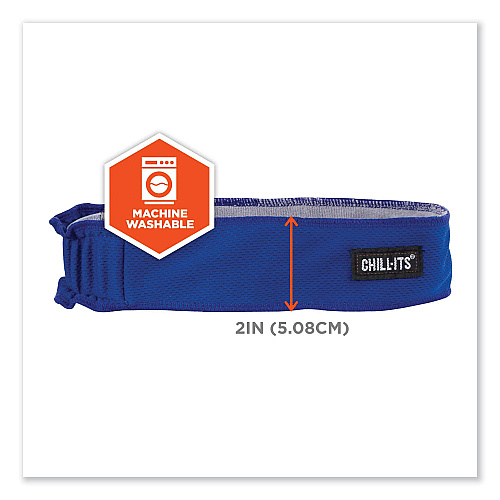 ergodyne Chill-Its 6605 High-Performance Terry Cloth Sweatband, Cotton Terry Cloth, One Size Fits Most, Blue (12425)